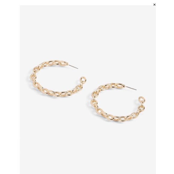 NWT EXPRESS INTERLOCKING CHAIN HOOP EARRINGS - Picture 1 of 10